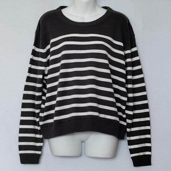 J. Crew Sweaters - J.Crew Striped Gray White Sweater Cotton Size XL New NWT